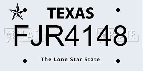 FJR4148 Texas License Plate