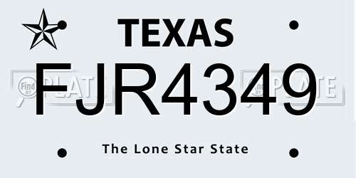 FJR4349 Texas License Plate