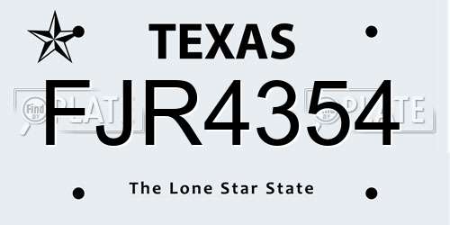 FJR4354 Texas License Plate