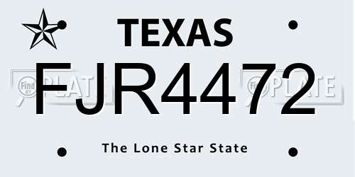 FJR4472 Texas License Plate