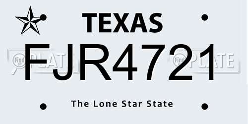 FJR4721 Texas License Plate