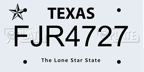 FJR4727 Texas License Plate
