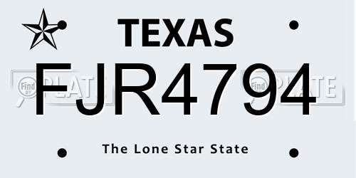 FJR4794 Texas License Plate