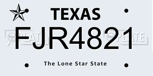 FJR4821 Texas License Plate
