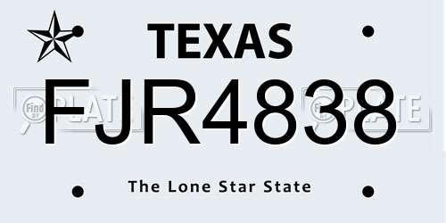 FJR4838 Texas License Plate