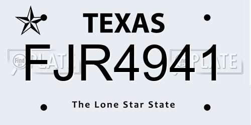 FJR4941 Texas License Plate