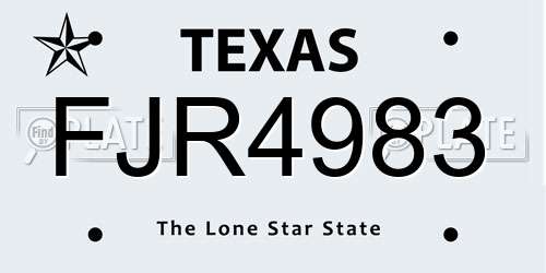 FJR4983 Texas License Plate