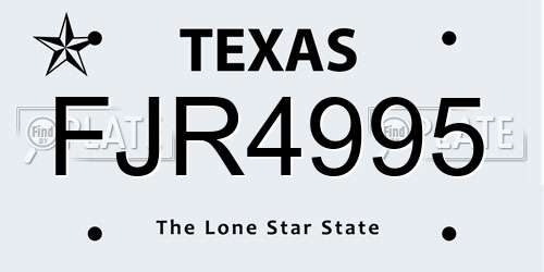FJR4995 Texas License Plate