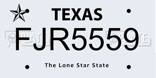 FJR5559 Texas License Plate