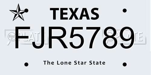 FJR5789 Texas License Plate
