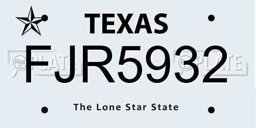 FJR5932 Texas License Plate