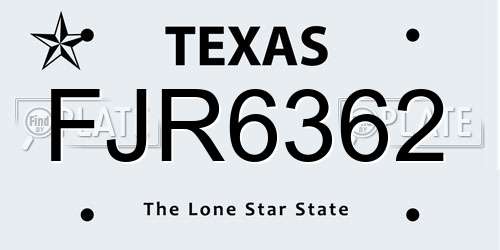 FJR6362 Texas License Plate