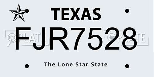 FJR7528 Texas License Plate