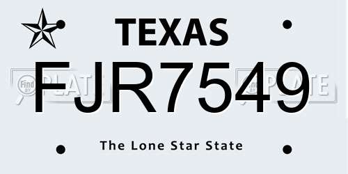 FJR7549 Texas License Plate