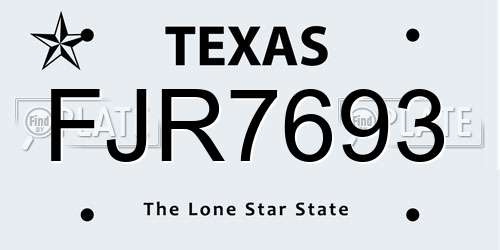FJR7693 Texas License Plate
