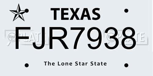FJR7938 Texas License Plate