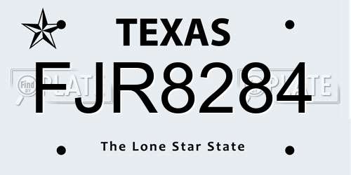 FJR8284 Texas License Plate