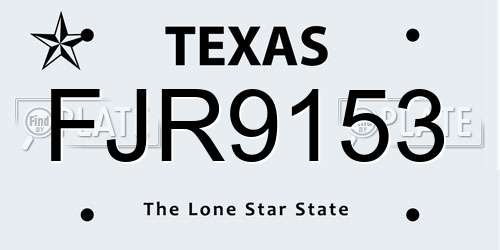 FJR9153 Texas License Plate
