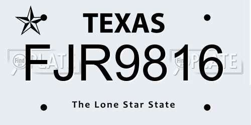 FJR9816 Texas License Plate