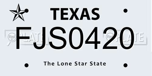 FJS0420 Texas License Plate