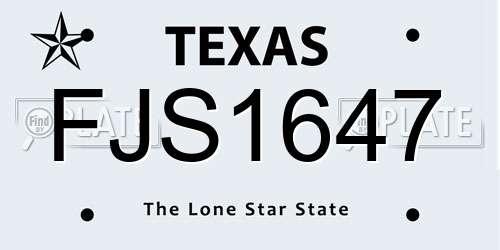 FJS1647 Texas License Plate