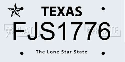 FJS1776 Texas License Plate