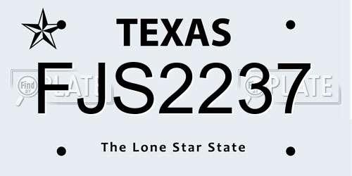FJS2237 Texas License Plate