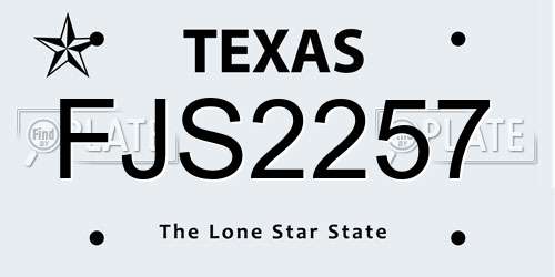 FJS2257 Texas License Plate