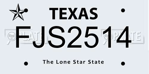 FJS2514 Texas License Plate