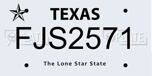 FJS2571 Texas License Plate