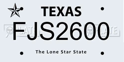 FJS2600 Texas License Plate