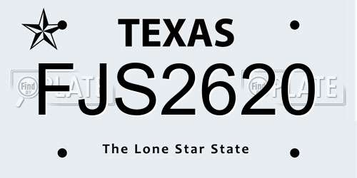 FJS2620 Texas License Plate