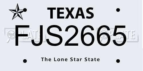 FJS2665 Texas License Plate