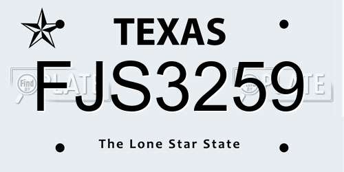 FJS3259 Texas License Plate