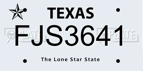 FJS3641 Texas License Plate
