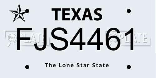 FJS4461 Texas License Plate