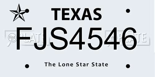 FJS4546 Texas License Plate