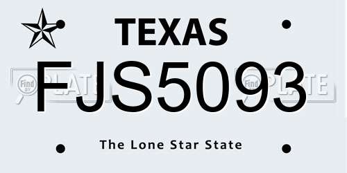 FJS5093 Texas License Plate