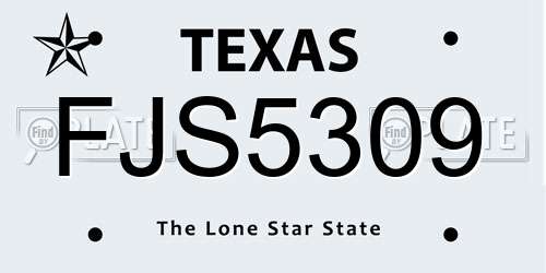 FJS5309 Texas License Plate