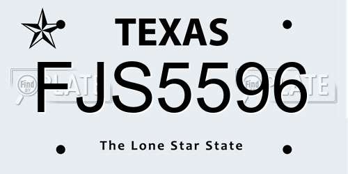 FJS5596 Texas License Plate