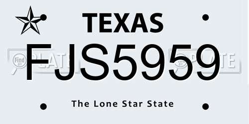 FJS5959 Texas License Plate