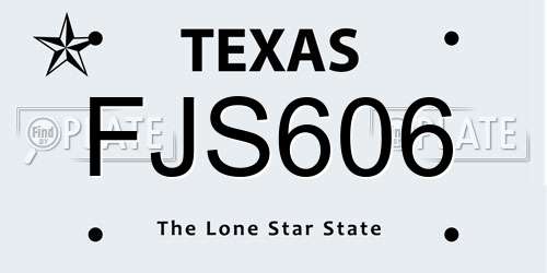 FJS606 Texas License Plate