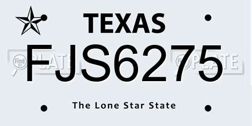 FJS6275 Texas License Plate