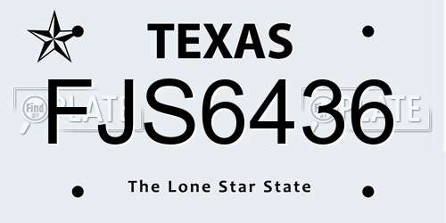 FJS6436 Texas License Plate