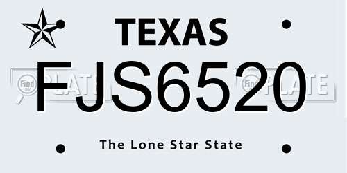 FJS6520 Texas License Plate