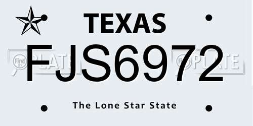 FJS6972 Texas License Plate