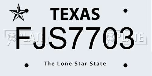 FJS7703 Texas License Plate
