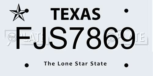 FJS7869 Texas License Plate