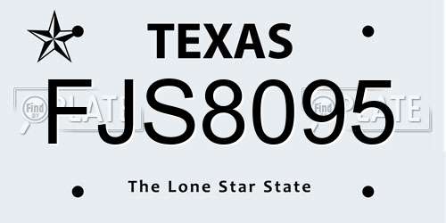FJS8095 Texas License Plate