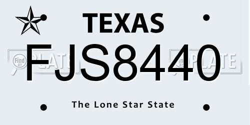 FJS8440 Texas License Plate